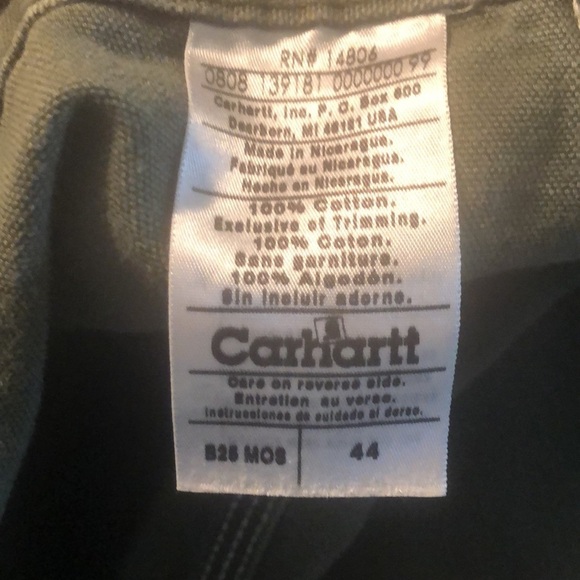Carhartt Rugged Canvas 100% Cotton Carpenter Cargo Work Short Sz. 44 Olive Green - Picture 7 of 7